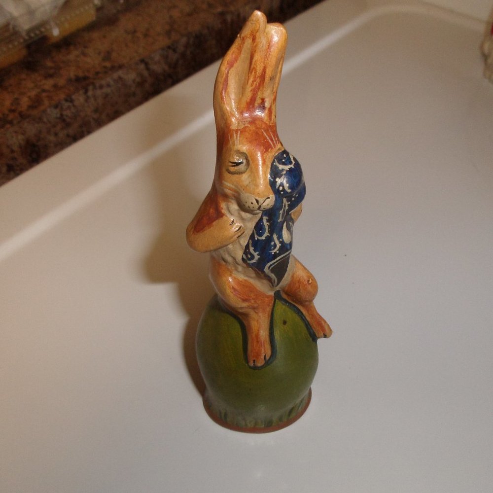 Vaillancourt folk art chalkware crying bunny